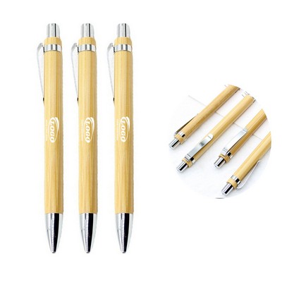 Bamboo Pen with Metal Clip Custom