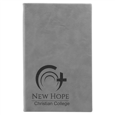 Gray Faux Leather Journal, 5 1/4" x 8 1/4"