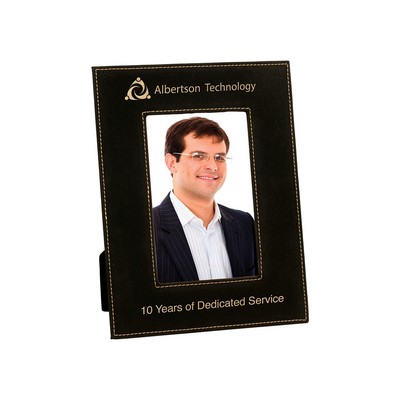 4" x 6" Black & Gold Leatherette Photo Frame
