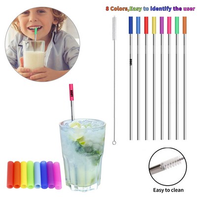 8.46 Inch Straight Metal Straw With Protector