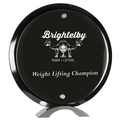 10" Round Black Piano Finish Floating Acrylic Standup