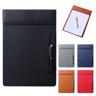 A4 Magnetic PU Leather Writing Board Clipboard W/ Pen Slot