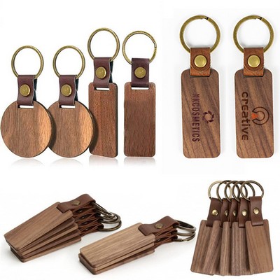 Custom Natural walnut Wood Keychain
