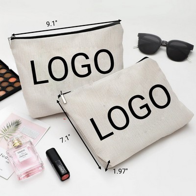 9" Multi Purpose DIY Craft Canvas Makeup Pouch Toiletry Zipper Bag MOQ100PCS