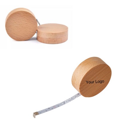 Round Shaped Wooden Mini Measure Tape