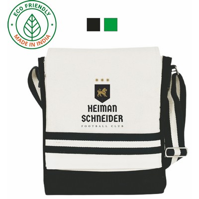 Premium Eco Friendly Canvas Messenger Bag Backpack w/Black Trim