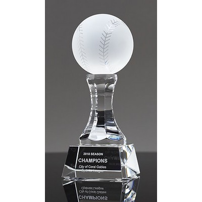 Crystal Baseball Award on Pedestal Base (8"H)