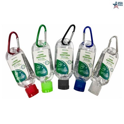 54ML 1.8OZ Antibacterial Hand Sanitizer Gel With Matching Color Carabineer And Cap Custom Label Opti