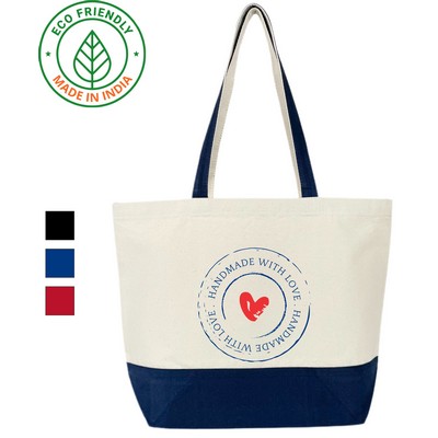 Urban Tote Bag Eco Friendly Canvas Navy Blue Trim
