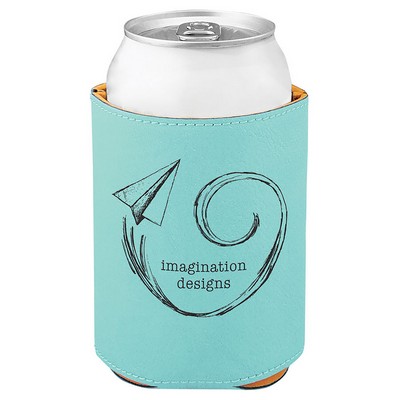 Teal Beverage Holder, Laserable Leatherette, 3-3/4"H