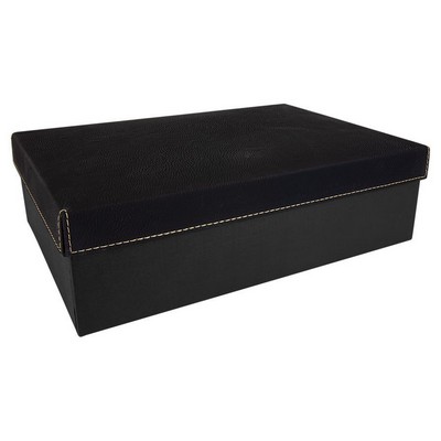 11 3/4" x 7 3/4" Black/Gold Gift Box with Leatherette Lid