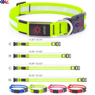 Light Up Dog Collar Adjustable USB Rechargeable