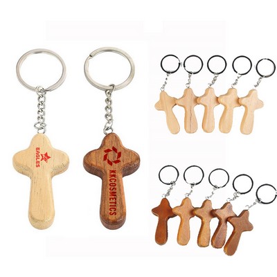 Custom Wooden Cross Key Ring