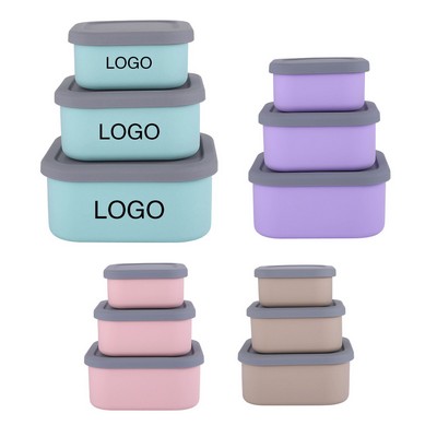 Three Piece Silicone Square Food Storage Container Set