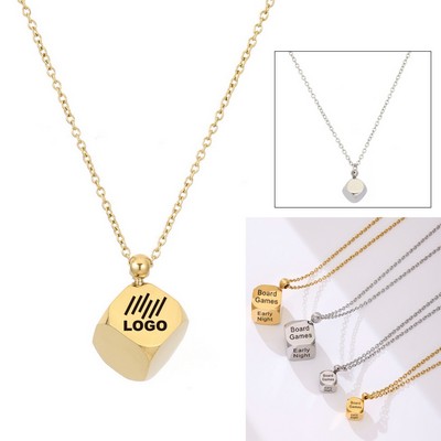 Metal Dice Pendant Necklace