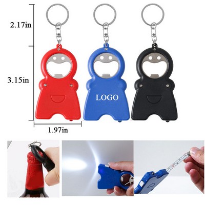 3-in-1 Bottle Opener with Tape Measure and Light Versatile Keychain