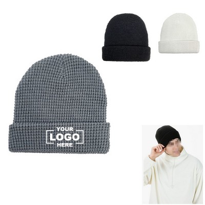 Waffle Knit Beanie Hat for Men and Women