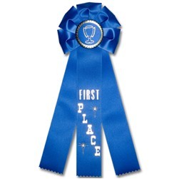 14" First Place Stock Rosette w/Trophy Cup Medallion