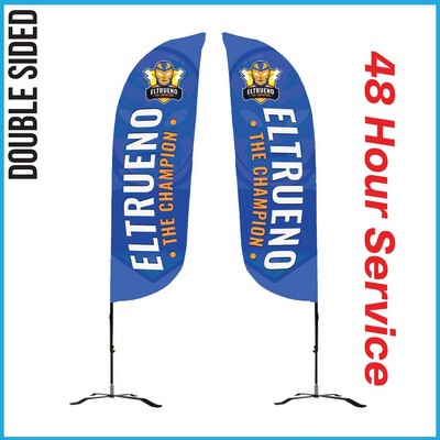 9' Feather Flag - Double Sided w/Black X Base (Small) - Made in the USA