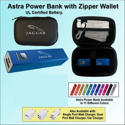 Astra Power Bank Gift Set in Zipper Wallet 2000 mAh - Light Blue No Extra Tariff
