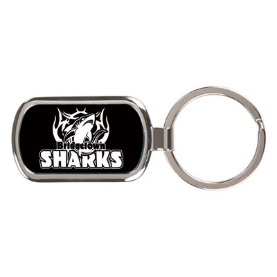 1.1" x 1.875" Black Rectangle Keychain