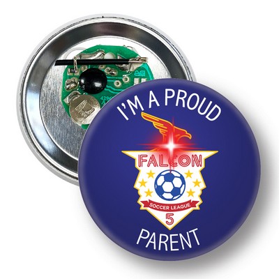 2.25"Round Celluloid Button with a Red Flashing LED Light