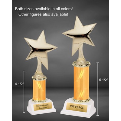 12" Gold Assembled Trophy W/ Figure on White Base W/ Engraved Plate