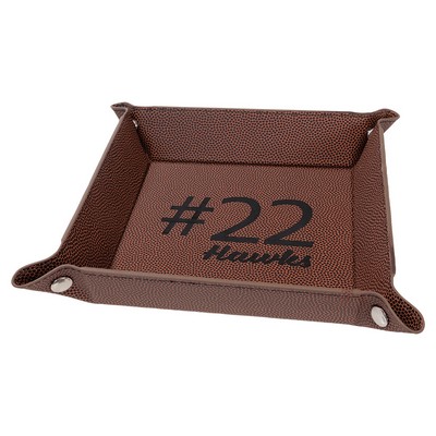 6" x 6" Snap Up Tray, Football Brown Laserable Leatherette