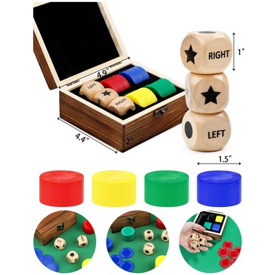 Wooden Dices and Chips in Wooden Box Game Set
