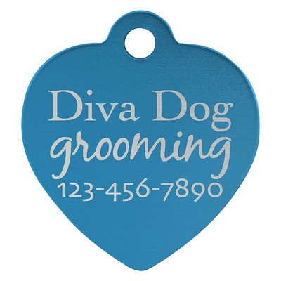 1" x 1" Blue Anodized Aluminum Heart Pet Tag