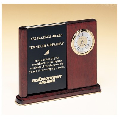 Rosewood Piano Finish Clock w/Two Eng Plates