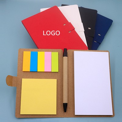 Multifunctional Kraft Paper Notepad Set with Sticky Notes and Pen