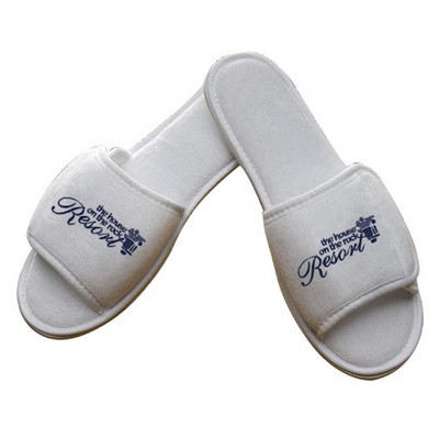 Terry Slippers, Open Toe w/Velcro Closure (Embroidered)