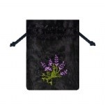 Black Embroidered Satin Bag w/Lavender Flower