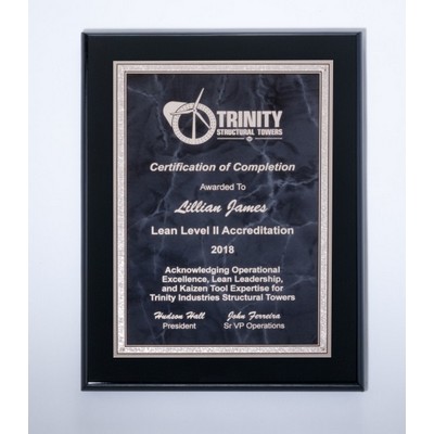 Black High Lustr Plaque With Gray Marble (8" X 10")