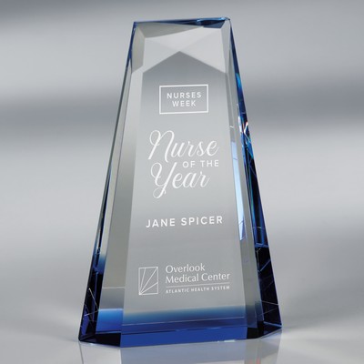 Ascend Blue - Large optical crystal award