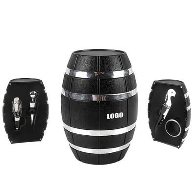 4 IN 1 Wine Opener With Silver Barrel Shaped Case