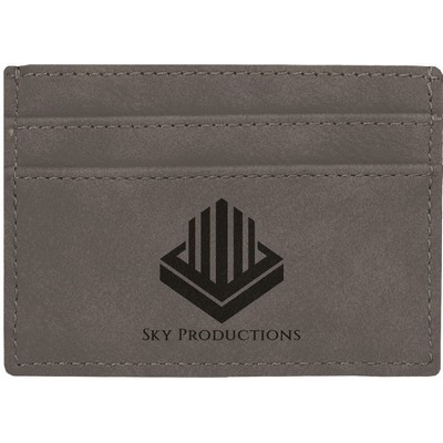 4" x 2 3/4" Gray Leatherette Wallet Clip