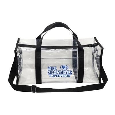 Clear Two-way Zipper Duffle Sport Bag w/Removable Shoulder Strap