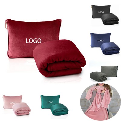 Travel Storage Double Sided Plush Blanket