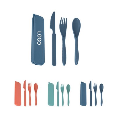 4pcs Wheat Straw Tableware Set