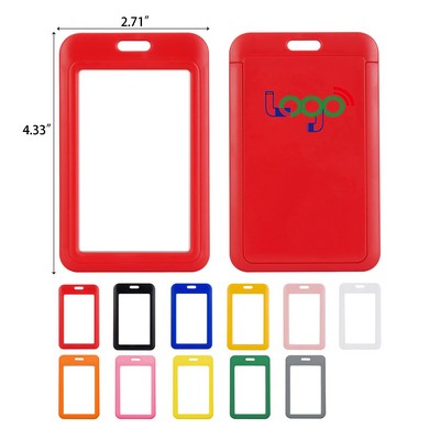 Sliding ID Badge Holder Hard Plastic Key Card