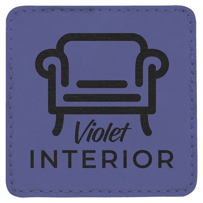 3" x 3" Square Purple Leatherette Patch with Adhesive