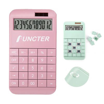 Dual Solar Power & Battery 12 Digits Desktop Calculator W/ Large LCD Display