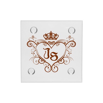 Union Printed - 4 inch Square Glass Coaster with 1-Color Logo