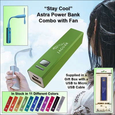Green 3000 mAh Astra Power Bank Combo w/Fan No Extra Tariff