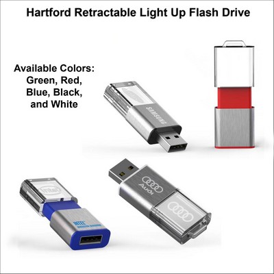 Hartford Retractable Light Up Flash Drive - 512 MB Memory No Extra Tariff
