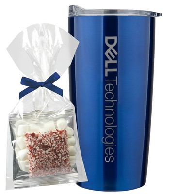 Promo Revolution - 20 Oz. Vacuum Sealed Straight Tumbler Gift Set w/Hot Chocolate Mug Stuffer