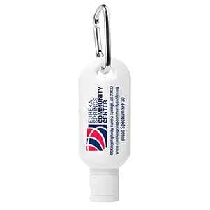"Sunny Day L" 2.0 oz Broad Spectrum SPF 30 Sunscreen Lotion in Solid White Carabiner Tottle