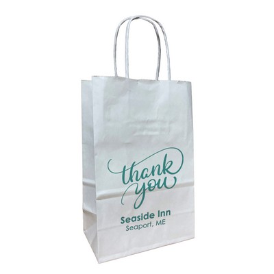 White Twisted Handle Paper Shopper Bag With One Color Printing